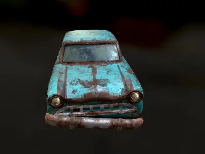Old Discoloured Car Low-poly 3D model