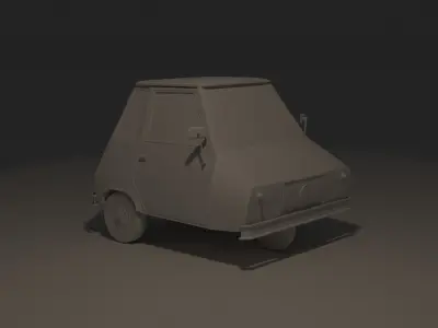 Sukly orange car Low-poly 3D model