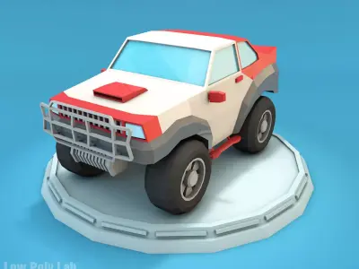 Cartoon Racing Jeep Low-poly 3D model