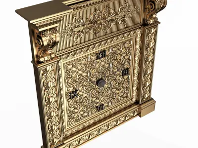 Classic Clock 02 Gold Low-poly 3D model