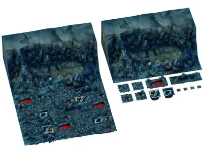 Undeground Base Module Lava Stone Cave Low-poly 3D model