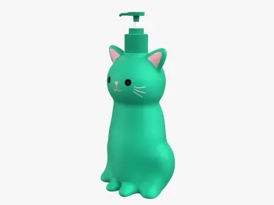 Cat Liquid Soap Dispenser Turquoise Version 3D model