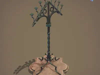 Gothic Candelabra Low-poly 3D model