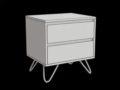 Red Walnut Effect Black Bedside Table Low-poly 3D model