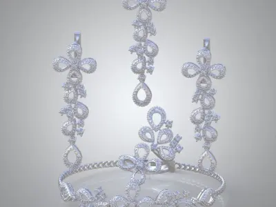 Ring Earring Bracelet and Pendant Collection 3D Model Pack