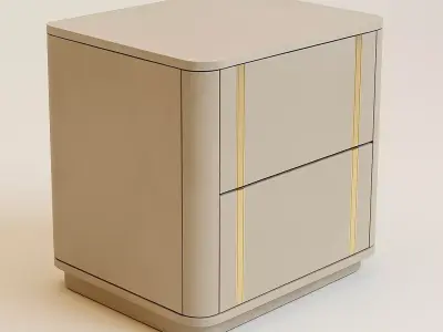 Modern  Nightstand with Gold Accents 3D Model 3D model