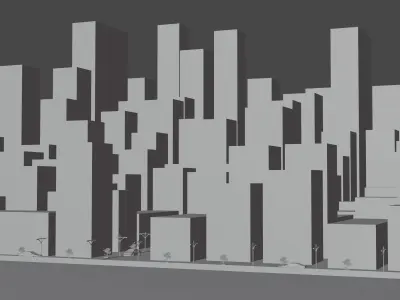 Coastal city Low-poly 3D model