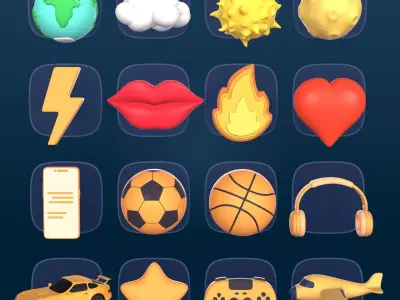 Cartoon Pack - Planet Plane Sun Moon Cloud Smartphone Controller Low-poly 3D model