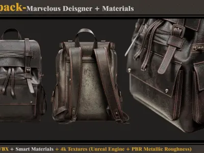 Backpack-MD-Clo3d-3 Smart Material-4K Textures - OBJ- FBX 3D model