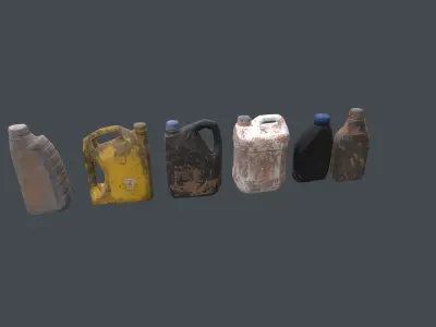 Car oil bottles Low-poly 3D model