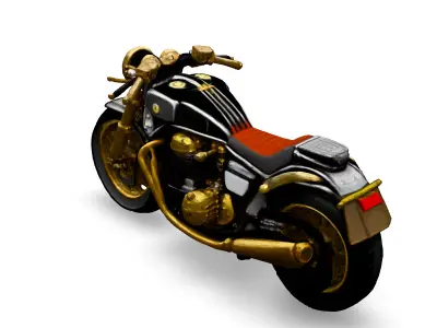 Luxury Black and Gold Motorcycle Low-poly 3D model
