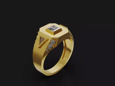 white gold diamond  ring  3D print model