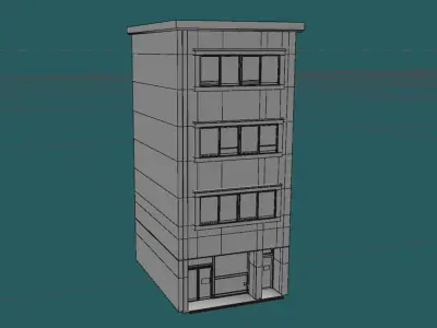 Asian Brick Building Free 3D model