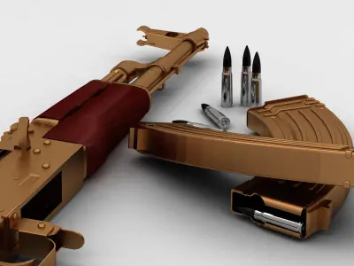 golden AK47 3D model