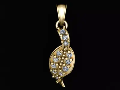 GOLDEN DIAMOND LEAF PENDENT 3D PRINTABLE MODEL  3D print model