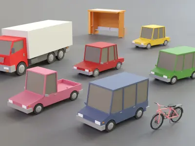 cartoon city 1 Low-poly 3D model