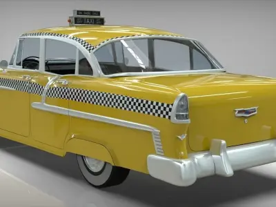 Taxi Yellow cab Belair sedan 1955 3D model