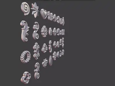 set of 32 Ornamental 3D Models Jewelry Design Decorative 3D print model