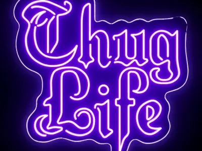 Thug Life Neon Sign 3D model