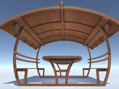 Wooden Pergola PBR Low-poly 3D model