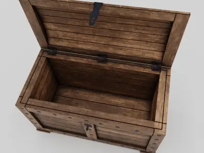 Chest wooden Low-poly 3D model