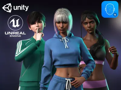 Sportswear Casual Girls Pack - Realistic Stylized Character Low-poly 3D model