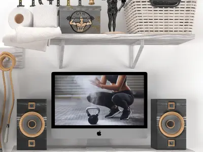 black and gray and brown sport set - home gym 3D model