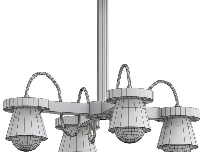liustra four light chandelier wood 3D model