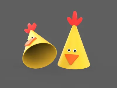 Funny Animal Birthday Hats for Childrens Collection 01 Low-poly 3D model