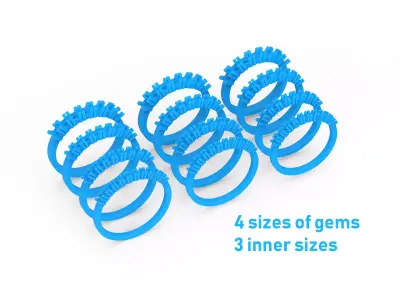 100121 Pack Model row of classic ring 3D print model