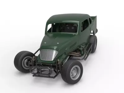 Vintage Dirt Modified stock car while turning Scale 1 to 25 3D print model
