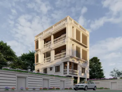 classical building elevation Low-poly 3D model