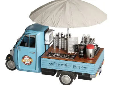 Foodtruck Coffee Blue set 4 3D model