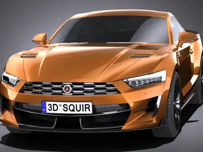 Generic Muscle Car v2 2018 lowpoly 3D model