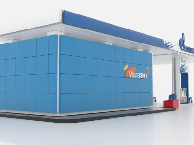 Gasprom petrol Station Low-poly 3D model