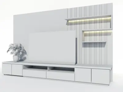 Tv Wall Modern Low-poly 3D model