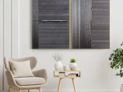 Plaster Two Photo Frame 05 Low-poly 3D model