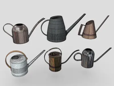 Watering Can Pack Low-poly 3D model
