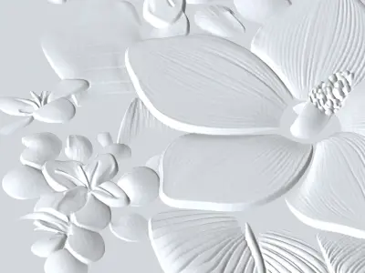 3d model of Tropical flower Basrelief panel cnc botanical art 3D print model