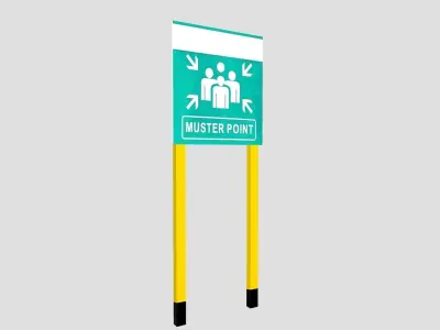 Muster point sign board Low-poly 3D model