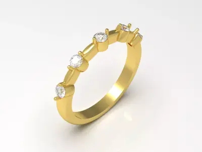 Yellow Gold Ring with Diamonds Model jr00179 3D print model