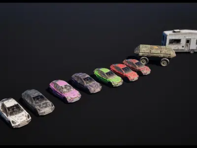 Post Apocalyptic Cars Unreal Engine  3D model