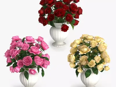 Rose Flower Bouquet Low-poly 3D model