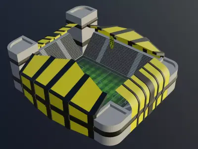 Football Stadium - Borussia Dortmund  Low-poly 3D model