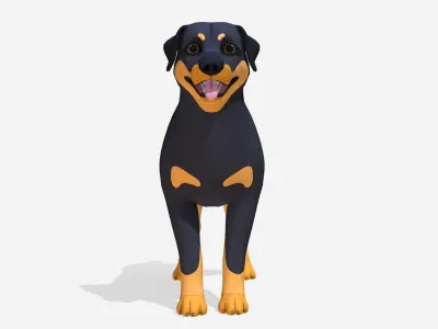 Cartoon Dog -Rottweiler Low-poly 3D model
