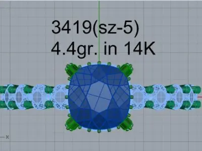 Cushion Cut Ring 3419 3D print model