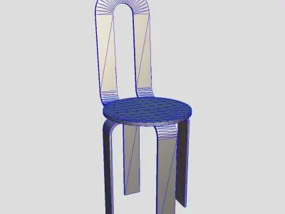 Chair 3 made of wood Low-poly 3D model