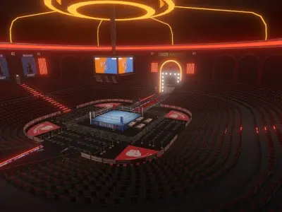 Low Poly Boxing Arena Arch Garden Low-poly 3D model