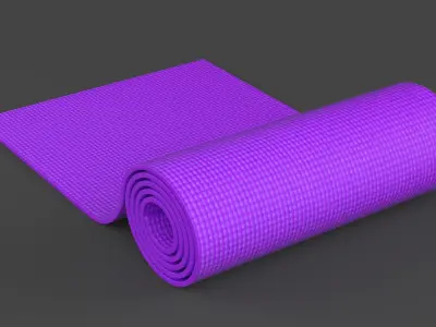 Yoga Mat and Dumbbells 3D model