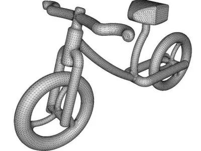 Wooden Bicycle Toy Low-poly 3D model
